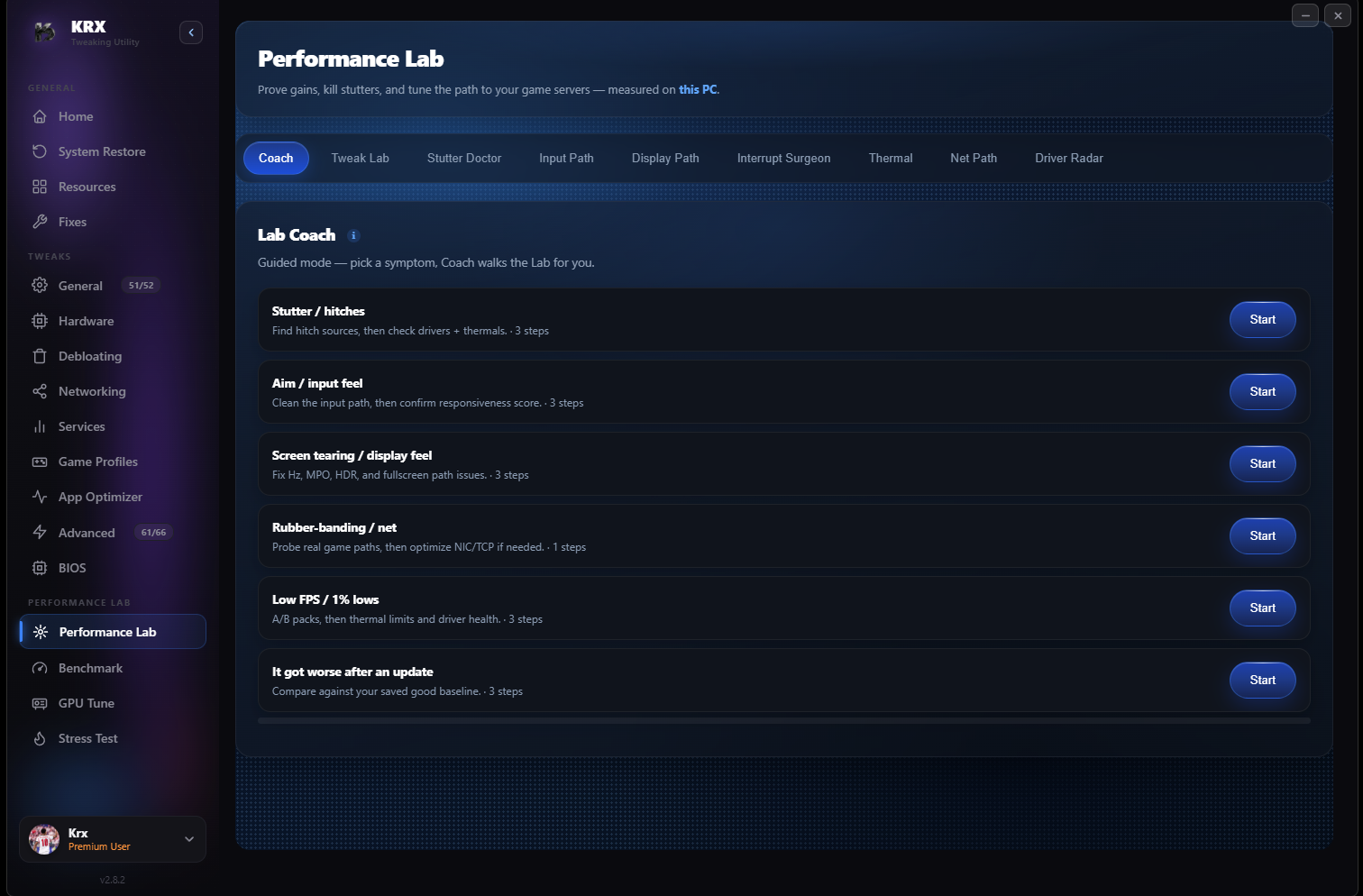 KRX Tweaking Utility — Performance Lab