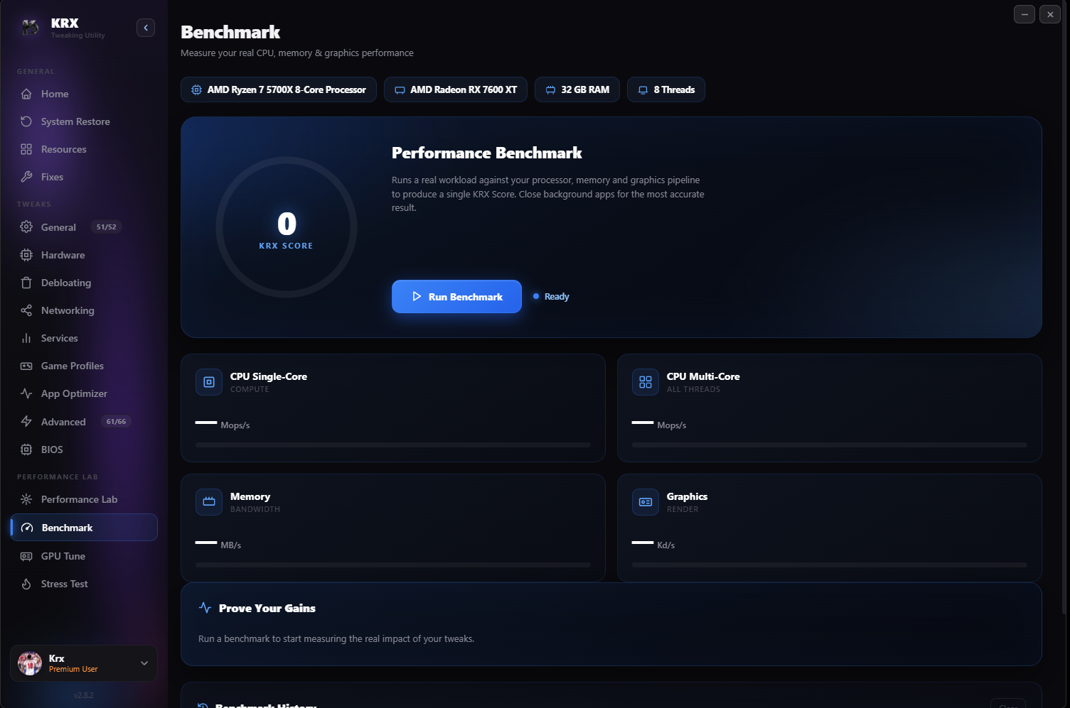 KRX Tweaking Utility — Benchmark